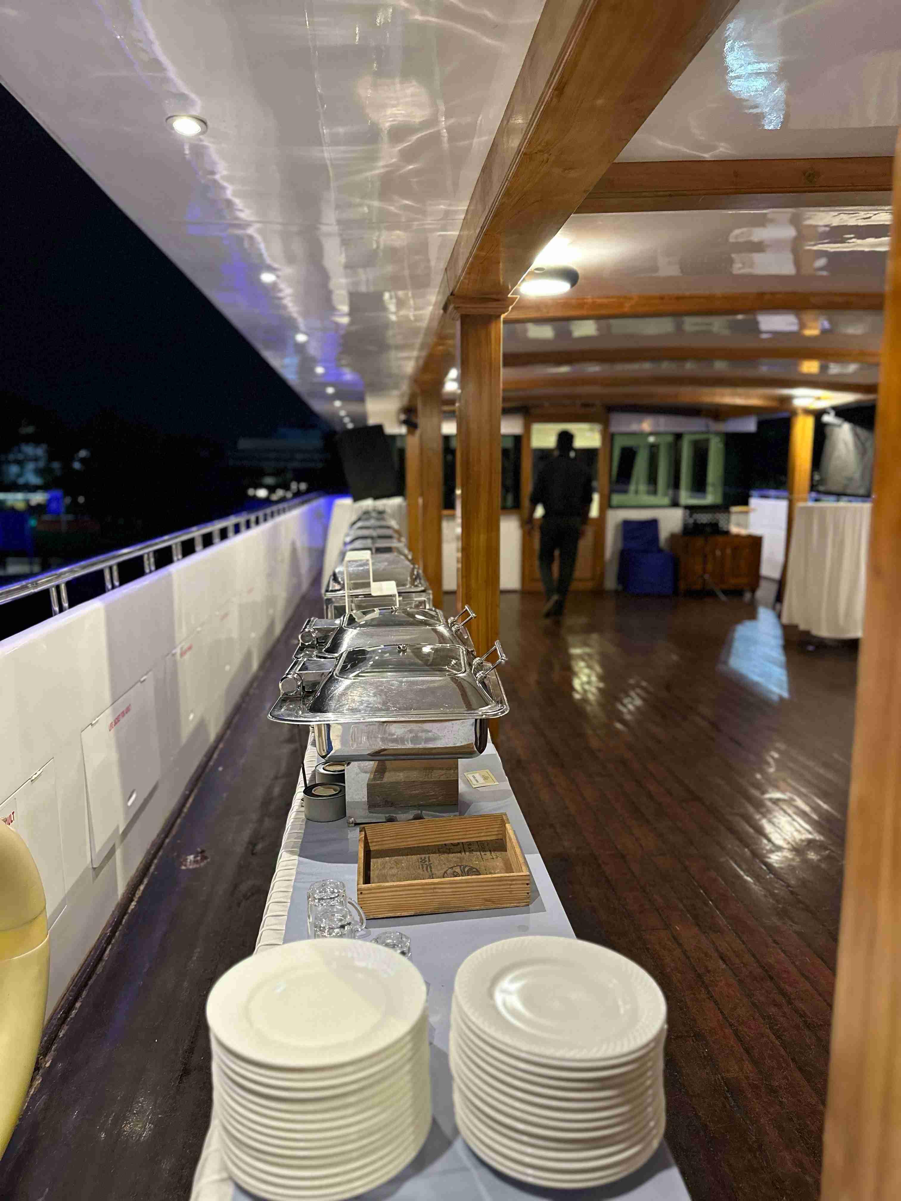 Wedding reception  food counter on Minar Cruise at Marine Drive, Kochi