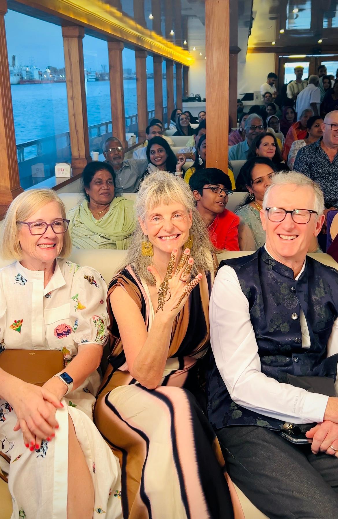 foreigners Family celebrating a memorable wedding reception on Minar Cruise at Marine Drive, Kochi